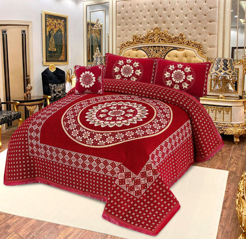 Elegansa Velvet Bridal Bed Sheet Set - 4pcs - EVB14