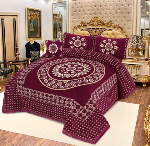 Elegansa Velvet Bridal Bed Sheet Set - 4pcs - EVB16