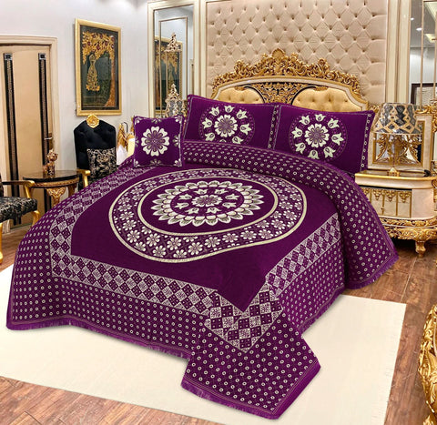 Elegansa Velvet Bridal Bed Sheet Set - 4pcs - EVB23
