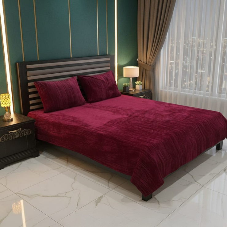 Felizy Fleece Plush Bed Sheet - King - 3pcs - FBS02