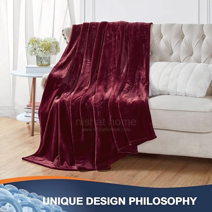 Luxury Plush Fleece Blanket - King - Burgundy - PFB10