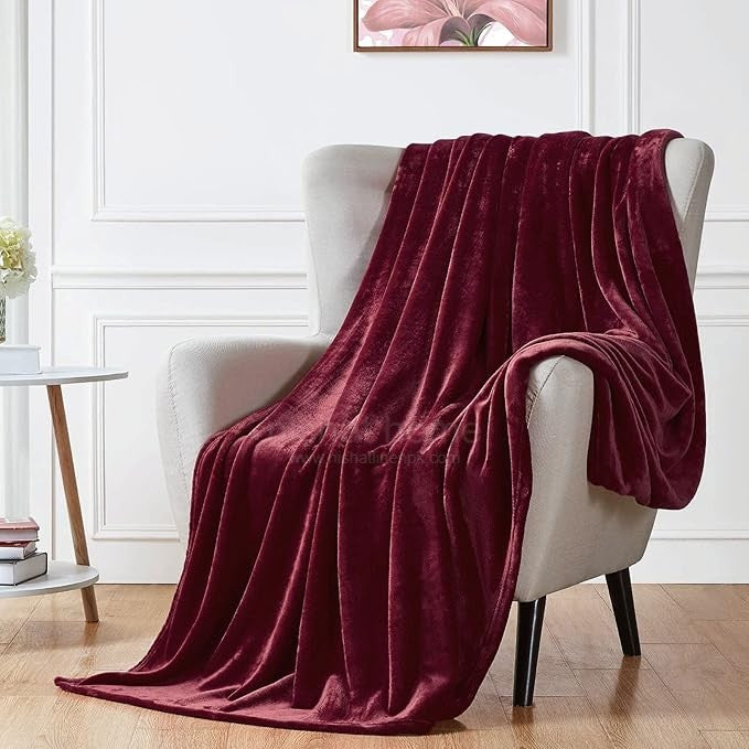 Luxury Plush Fleece Blanket - King - Burgundy - PFB10