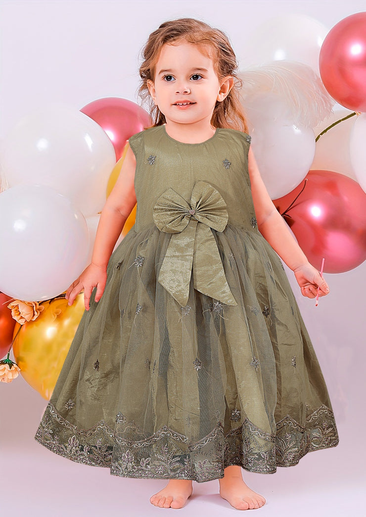 Baby Girl Frock - Net Embroidered Silk - BGF02
