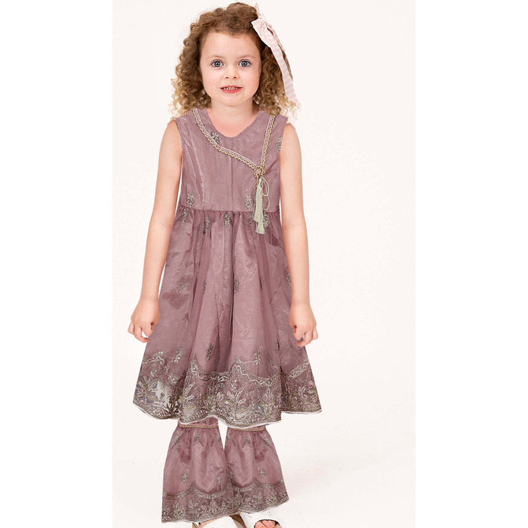 Baby Girl Frock - Net Embroidered Silk - 2pcs - BGF03