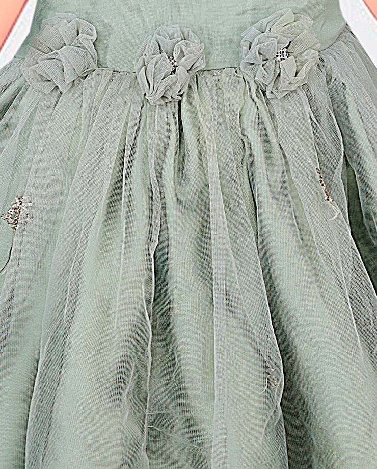 Baby Girl Frock - Net Embroidered Silk - BGF09