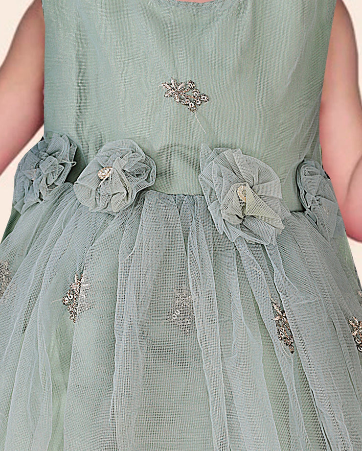 Baby Girl Frock - Net Embroidered Silk - BGF10