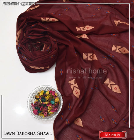 Women Lawn Barosha Shawl - Maroon - WLS09