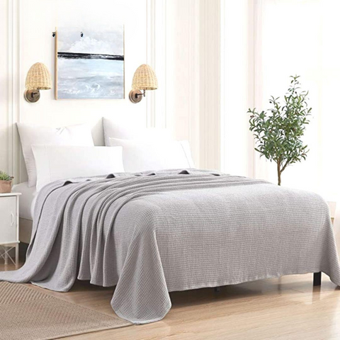 Premium Cotton Thermal Blanket - King - Grey - PTB09