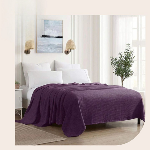Premium Cotton Thermal Blanket - King - Indigo - PTB04