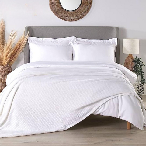 Premium Cotton Thermal Blanket - King - White - PTB10