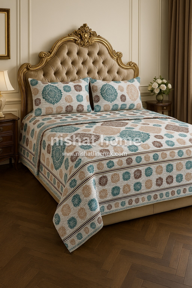 Executive Pure Cotton Bed Sheet - King - 3pcs - NLB23