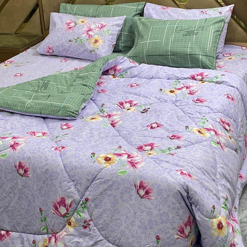 Velvo Pure Cotton Winter Quilt Set - Razai Set - 6pcs - PCQ104