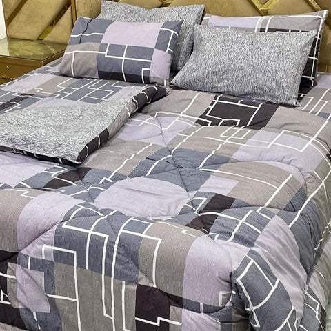 Velvo Pure Cotton Winter Quilt Set - Razai Set - 6pcs - PCQ111