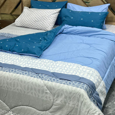 Velvo Pure Cotton Winter Quilt Set - Razai Set - 6pcs - PCQ58