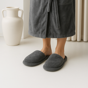 Luxury Unisex Fleece Bath Robe with Slippers - Gray - UBR03