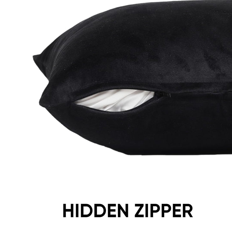 Velvez Soft Velvet Cushion Cover Set - 2pcs -Black - VCC02