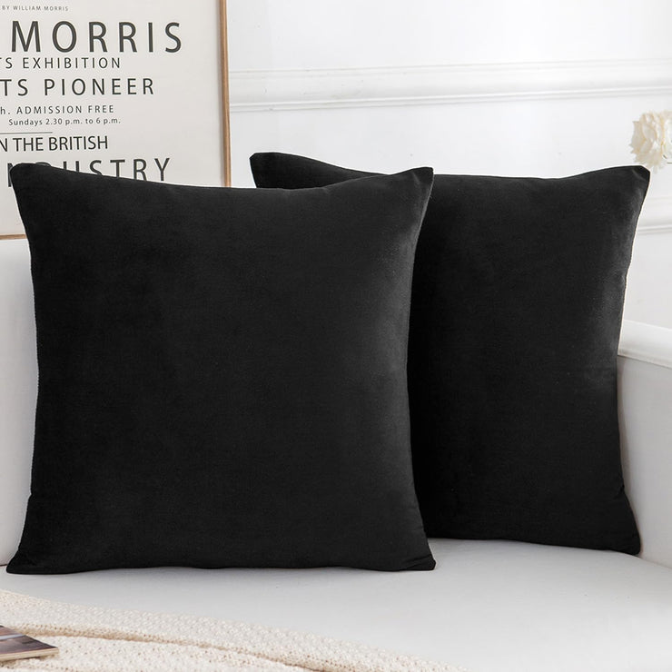 Velvez Soft Velvet Cushion Cover Set - 2pcs -Black - VCC02