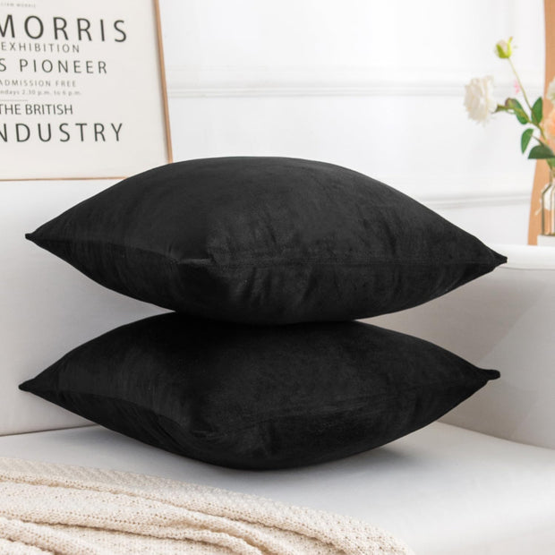 Velvez Soft Velvet Cushion Cover Set - 2pcs -Black - VCC02