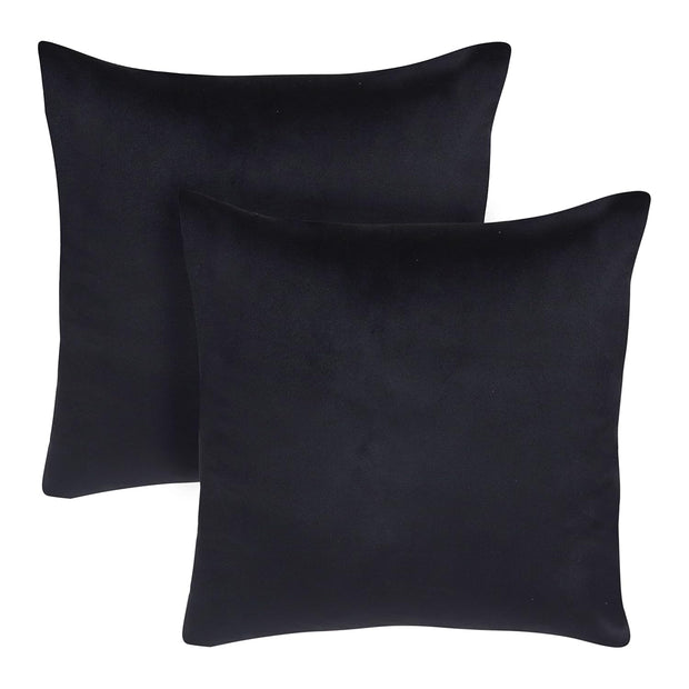 Velvez Soft Velvet Cushion Cover Set - 2pcs -Black - VCC02
