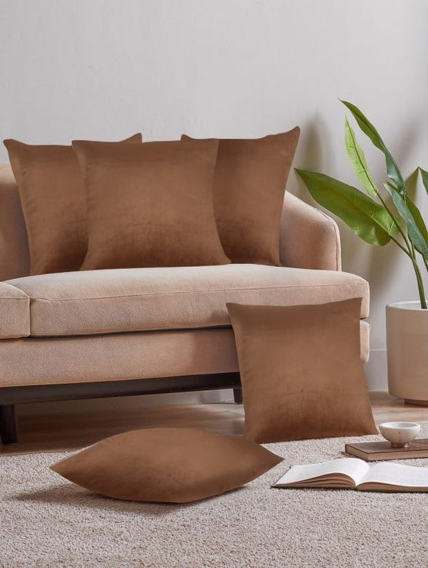 Velvez Soft Velvet Cushion Cover Set - 2pcs - Bistre - VCC07