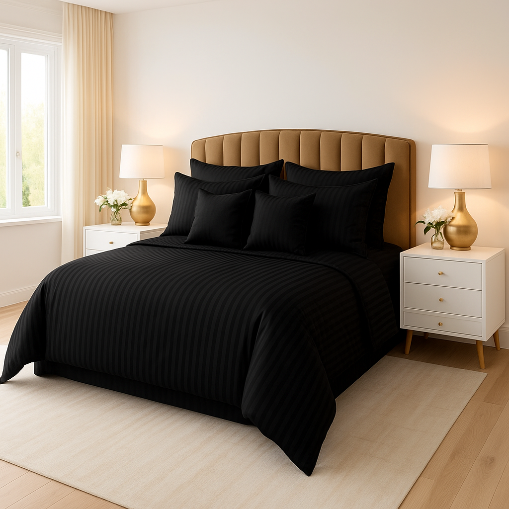 Wremy Comforter Set - 8pcs - Black - WCS01
