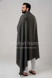 Men Pure Wool Shawl - charcoal- PWS06