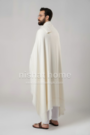 Men Pure Wool Shawl - off-white - PWS07