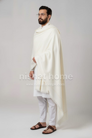 Men Pure Wool Shawl - off-white - PWS07