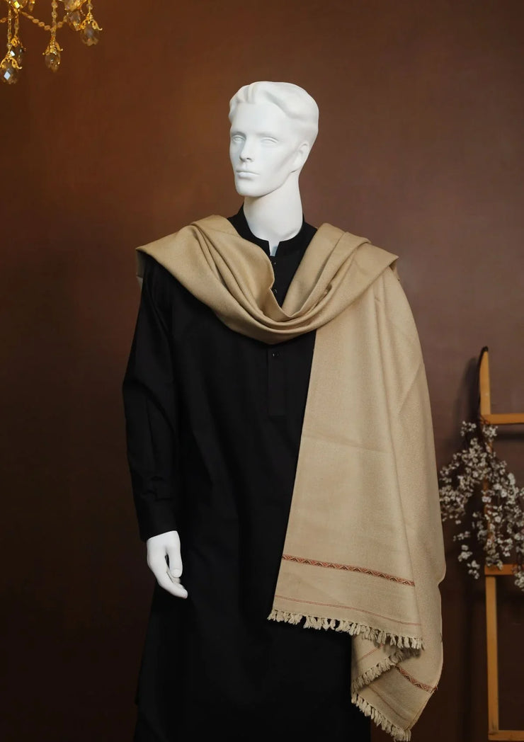 Men Pure Wool Shawl - Tortilla - PWS01