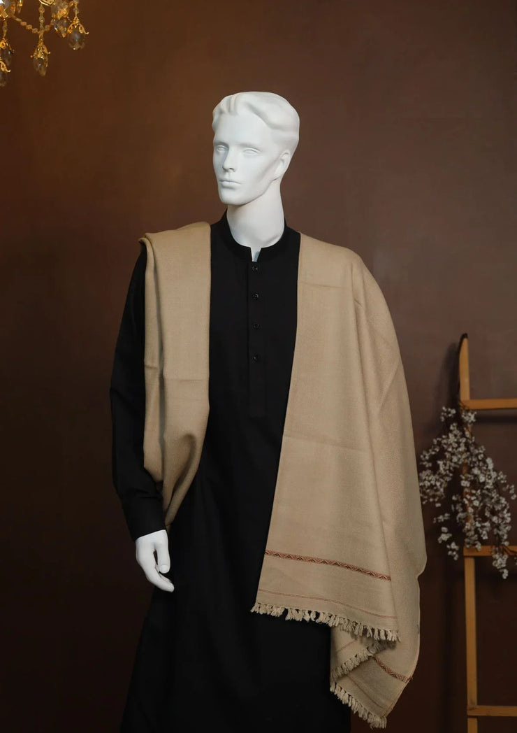 Men Pure Wool Shawl - Tortilla - PWS01