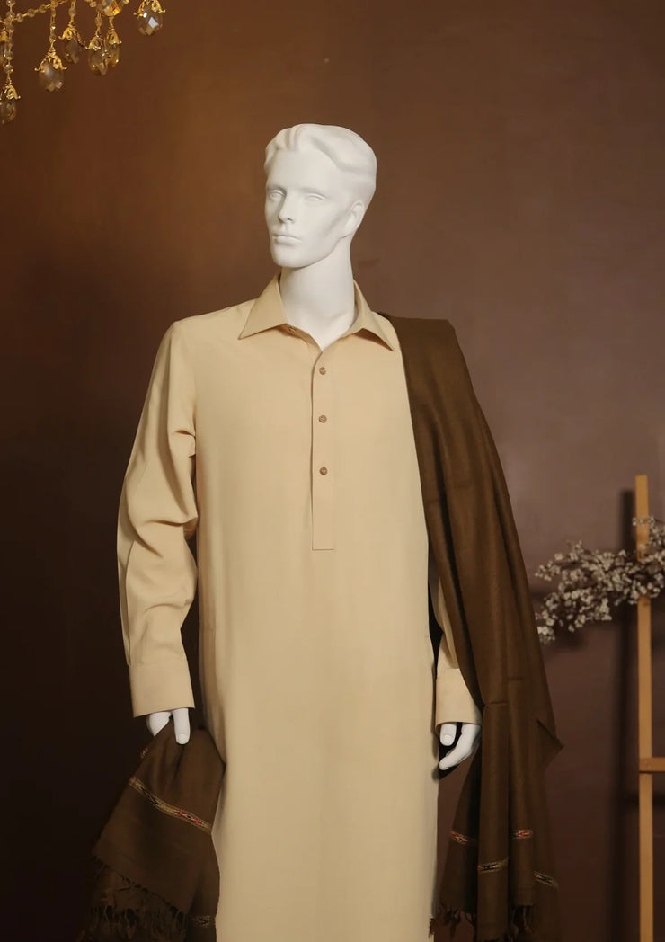 Men Pure Wool Shawl - Hickory - PWS02