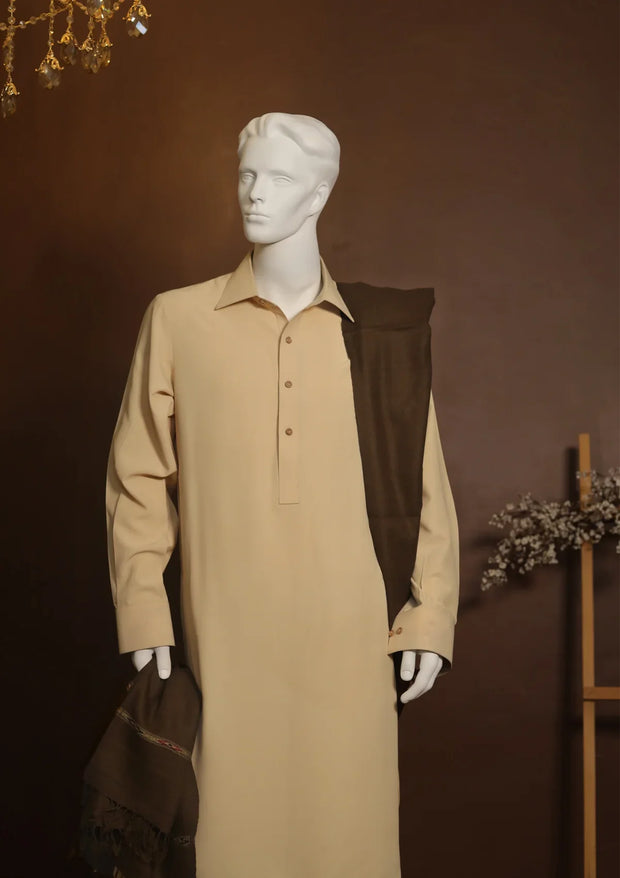 Men Pure Wool Shawl - Hickory - PWS02