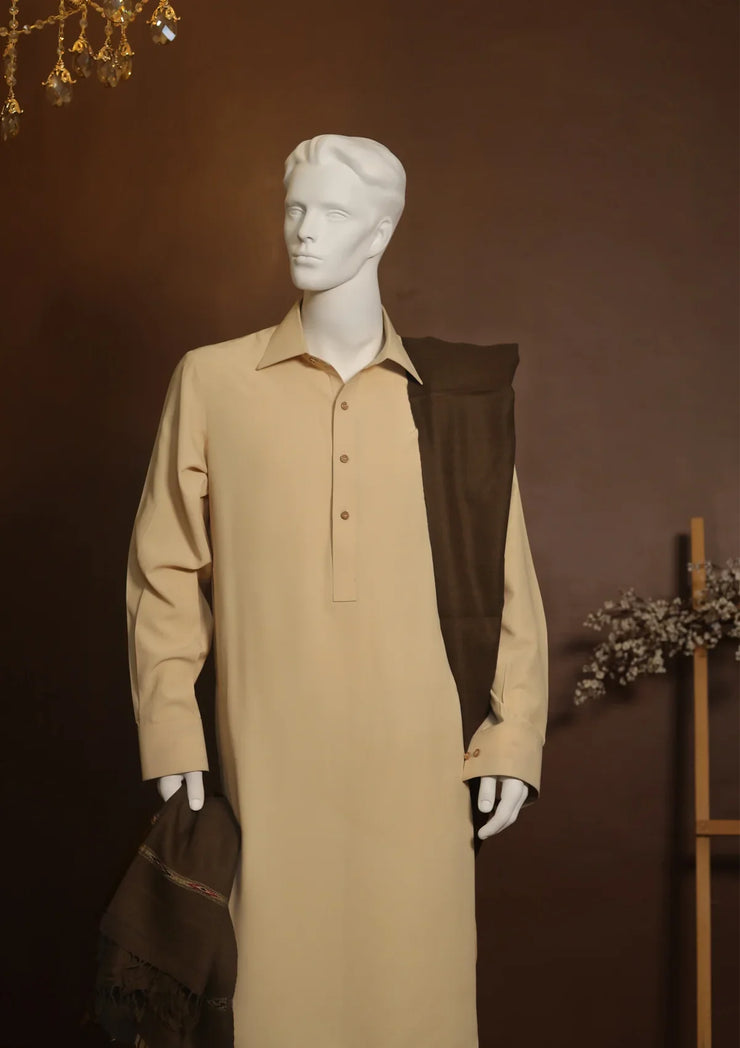 Men Pure Wool Shawl - Hickory - PWS02