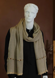 Men Pure Wool Shawl - Latte - PWS03