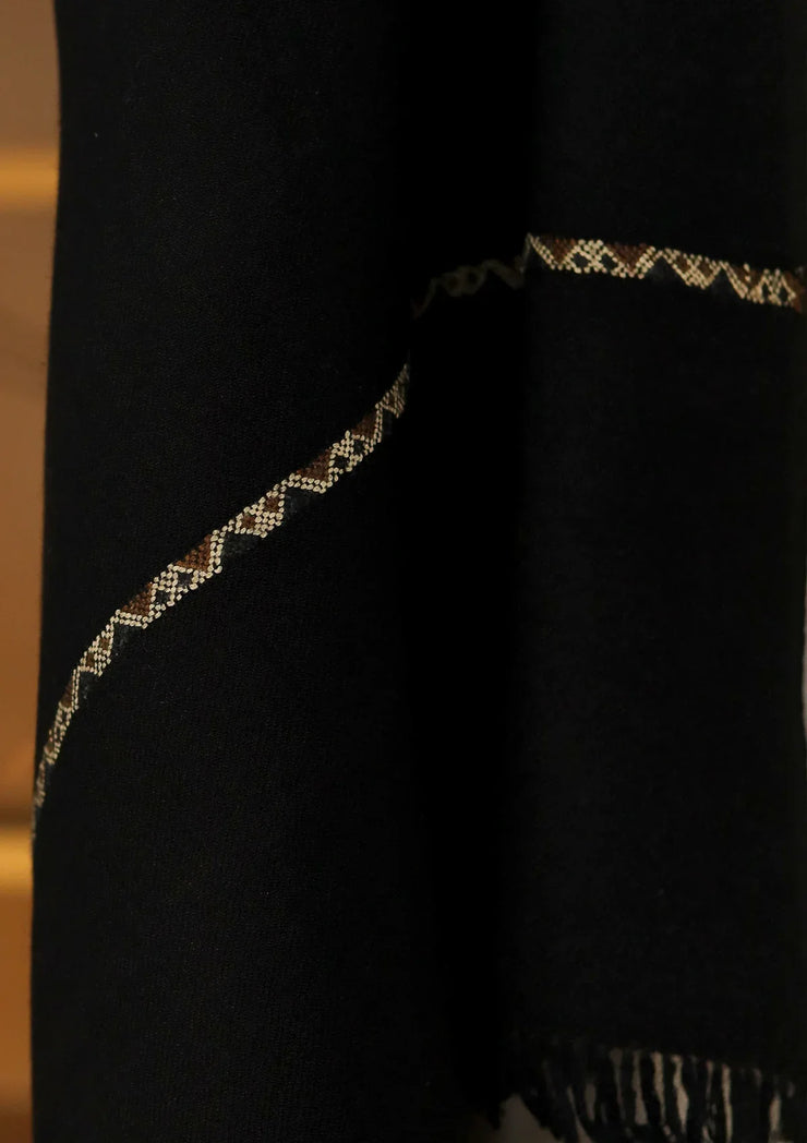 Men Pure Wool Shawl - Black - PWS04