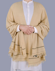 Men Pure Wool Shawl - Sand - PWS05