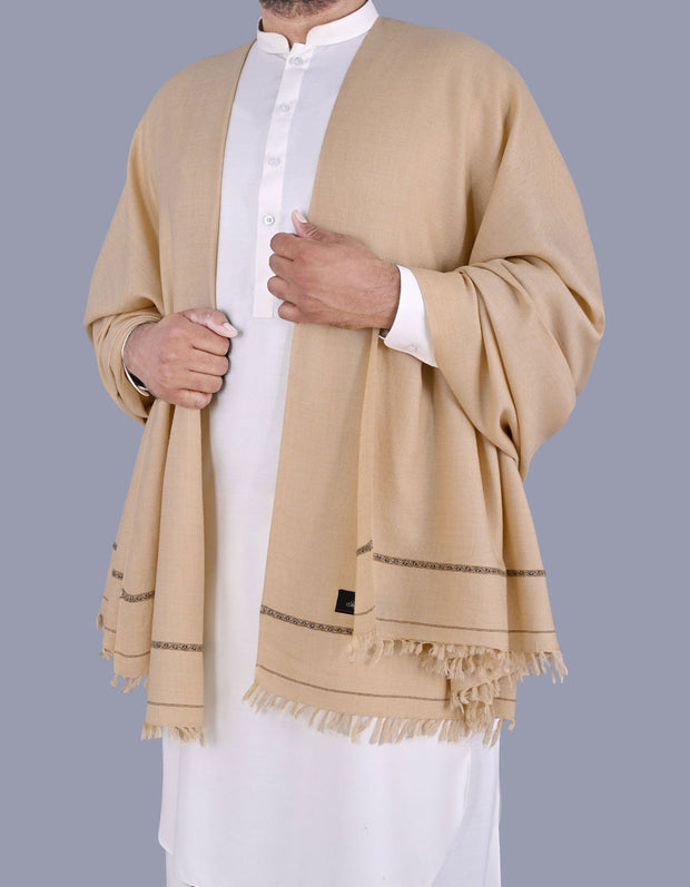 Men Pure Wool Shawl - Sand - PWS05